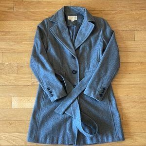Michael Kors Single Breasted Belted Wool Coat - Xsmall